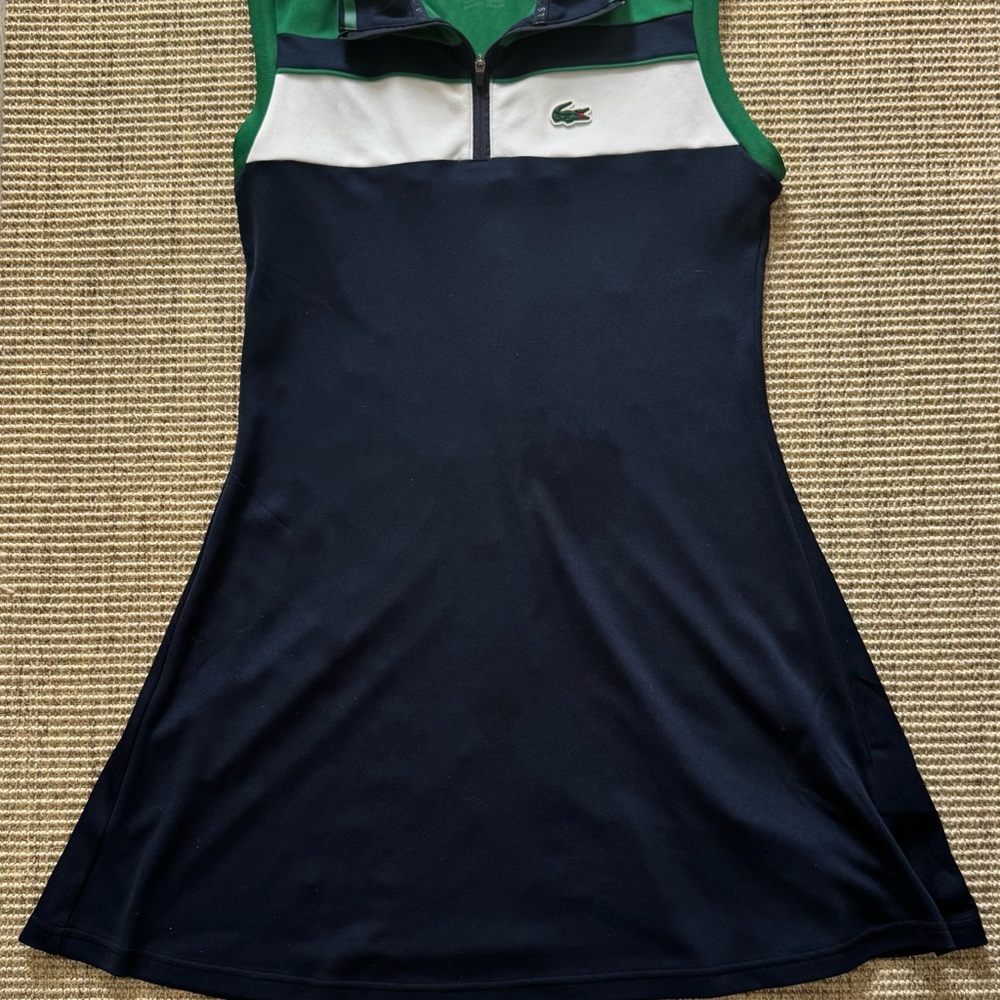 Lacoste Navy and Green Sleeveless Tennis Dress, preppy style xs/s